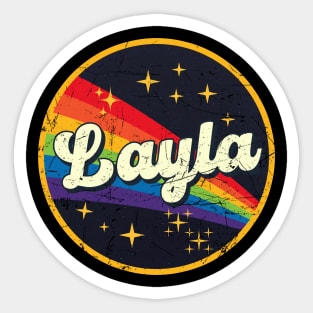 Layla // Rainbow In Space Vintage Grunge-Style Sticker
